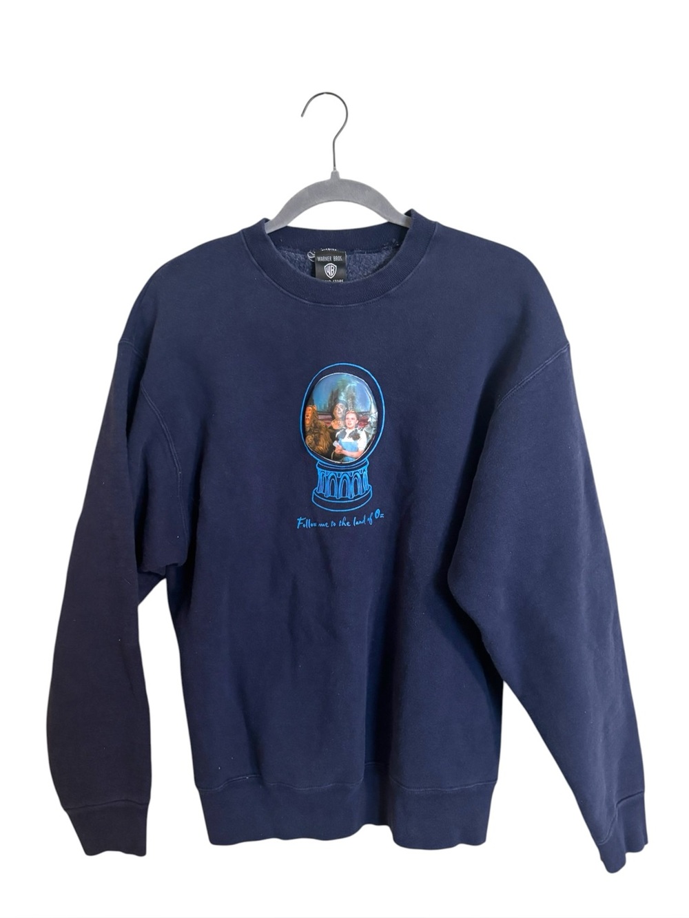Vintage 90s Warner Bros Wizard of Oz Blue Holographic Sweatshirt Large